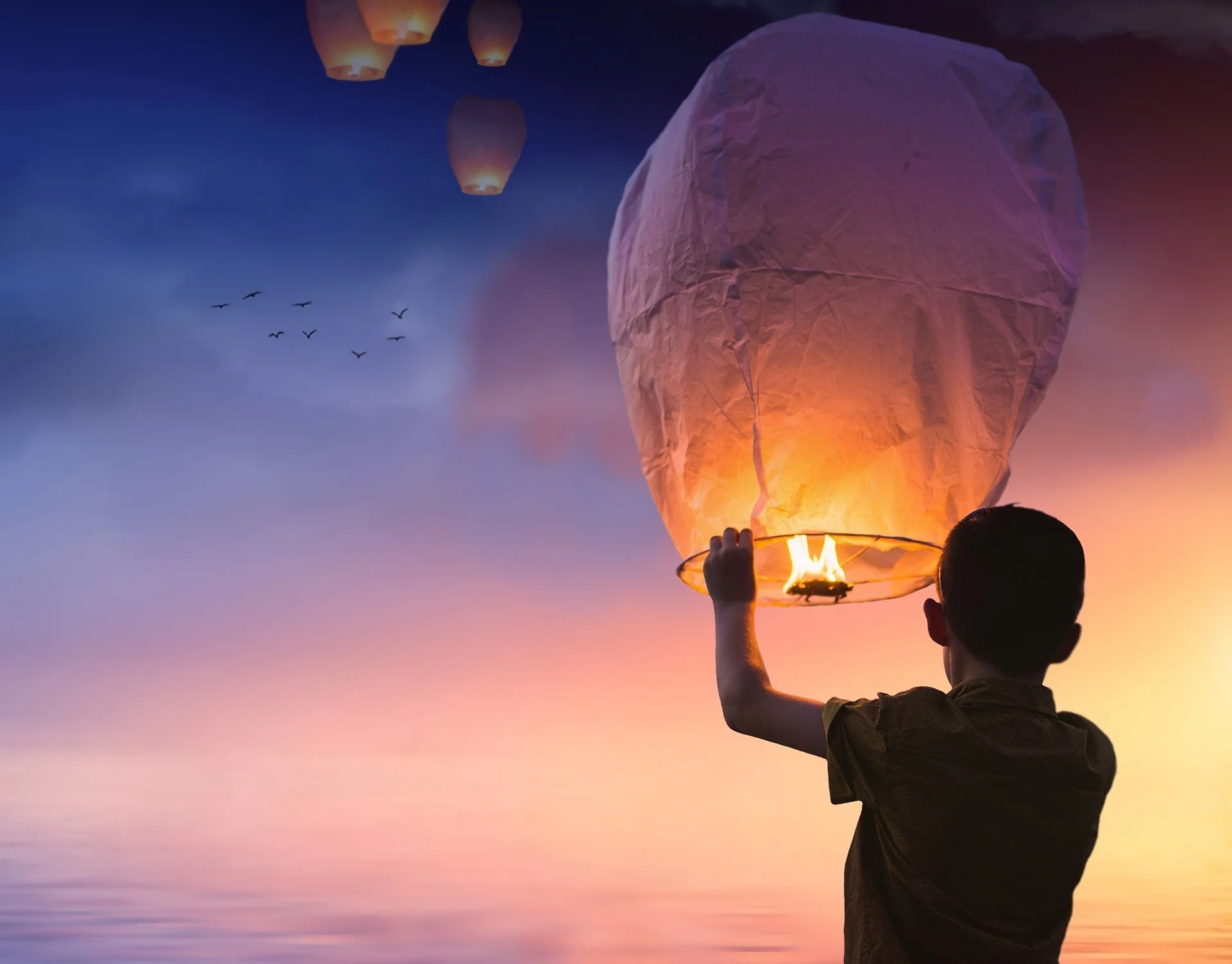 Person holding new years floating lantern