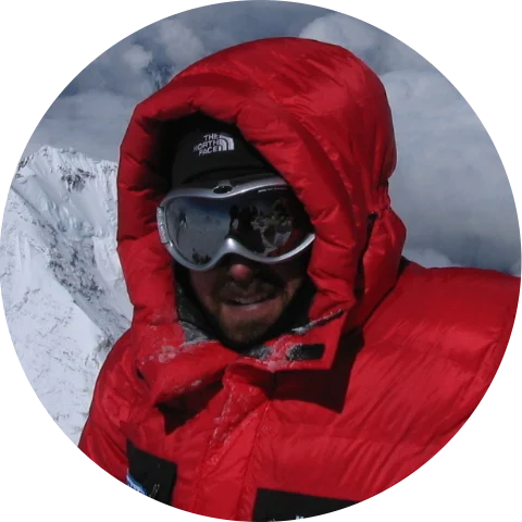 Alan climbing ice wall